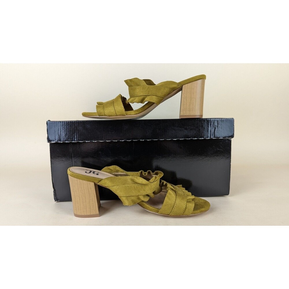 Journee Collection Channing Dress Sandals Womens 8 Green Block Heels Shoes NEW